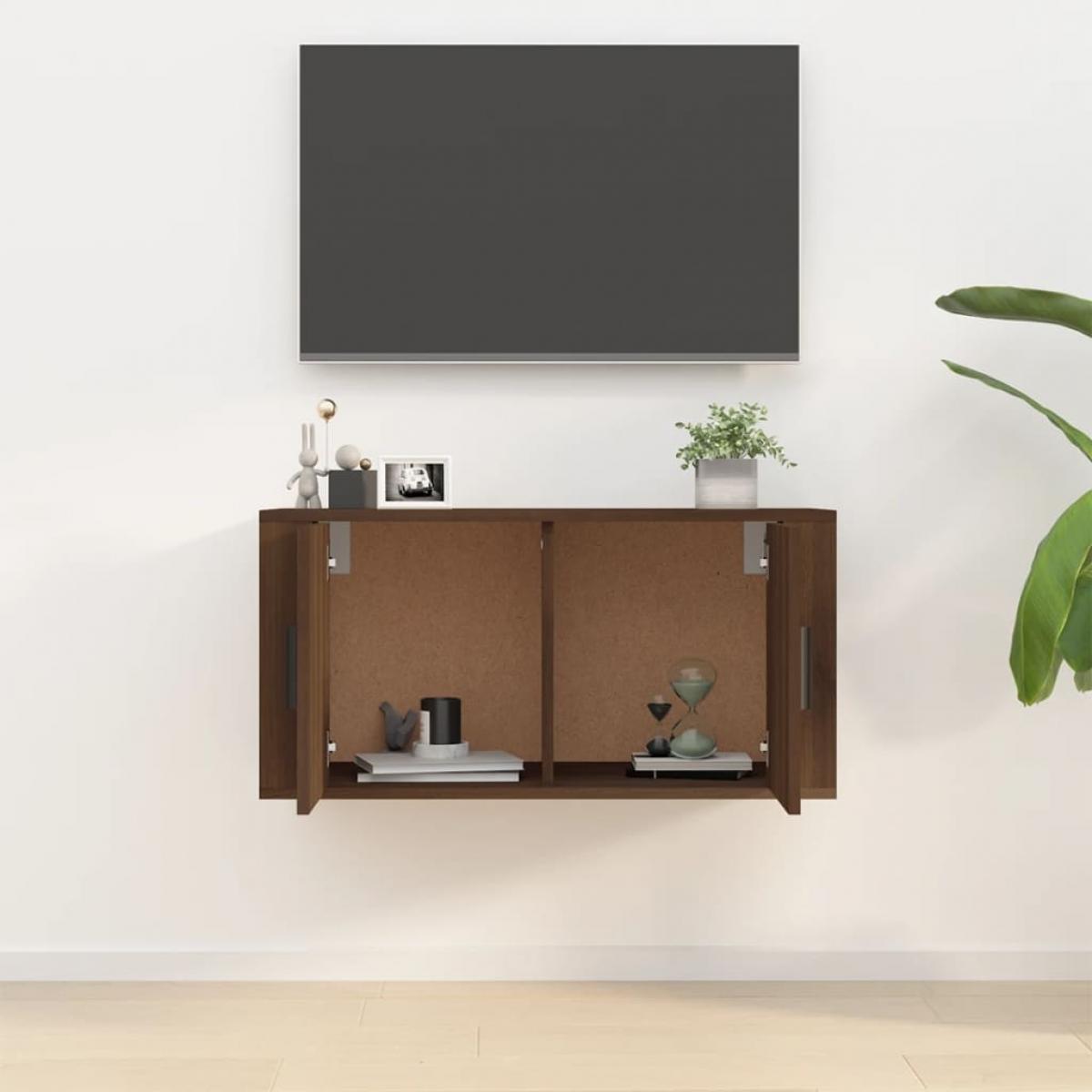 Mueble para TV de pared roble marrón 80x34,5x40 cm