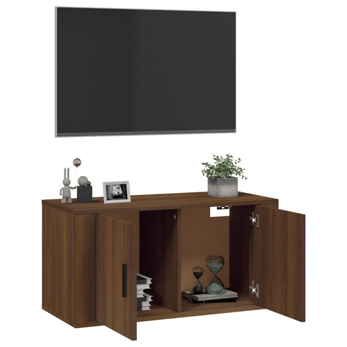 Mueble para TV de pared roble marrón 80x34,5x40 cm