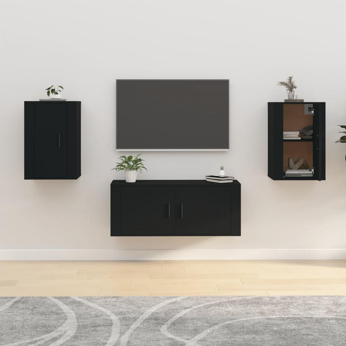 Muebles para TV de pared 2 uds negro 40x34,5x60 cm