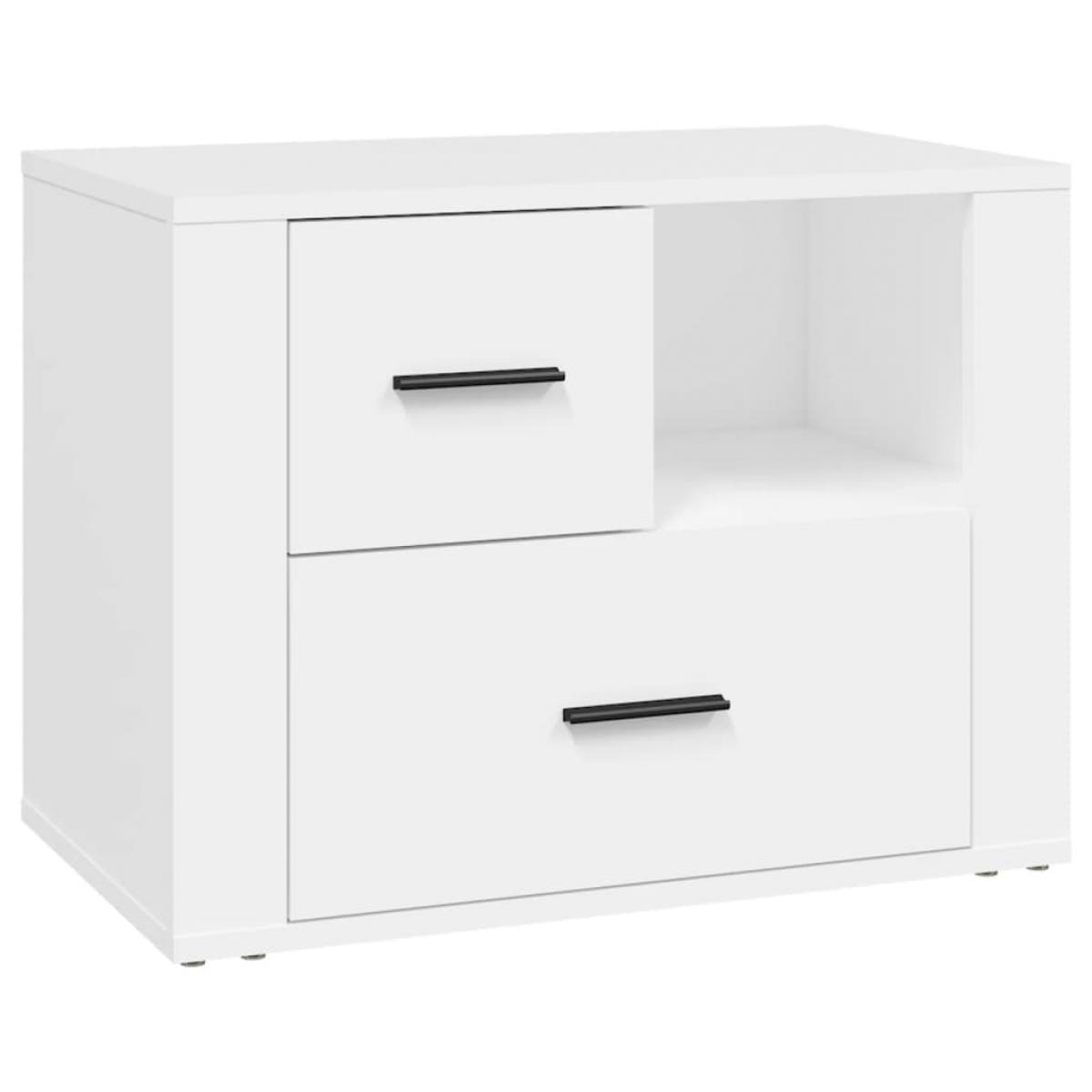 Mesita de noche madera contrachapada blanco 60x36x45 cm