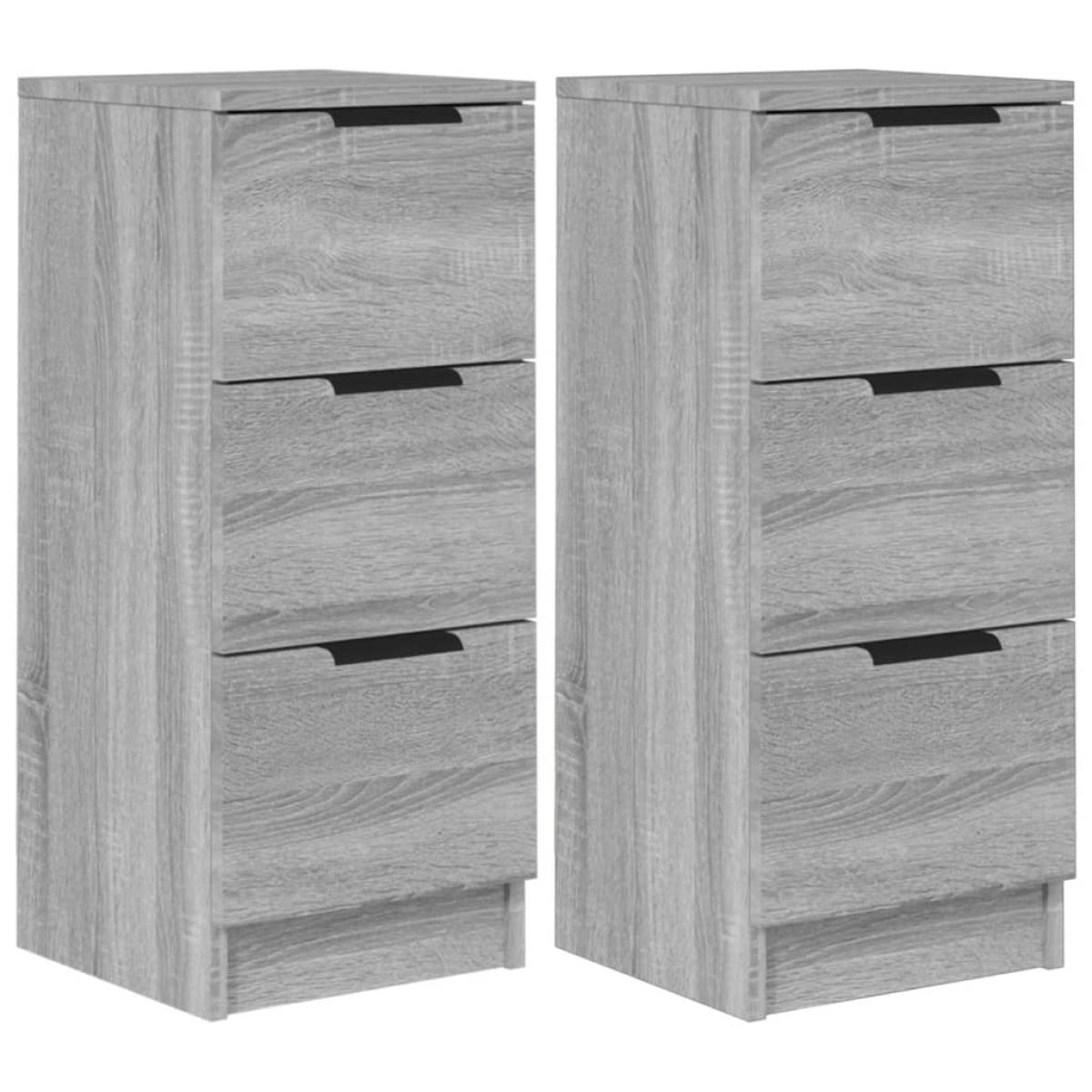 Aparadores 2 uds madera contrachapada gris Sonoma 30x30x70 cm