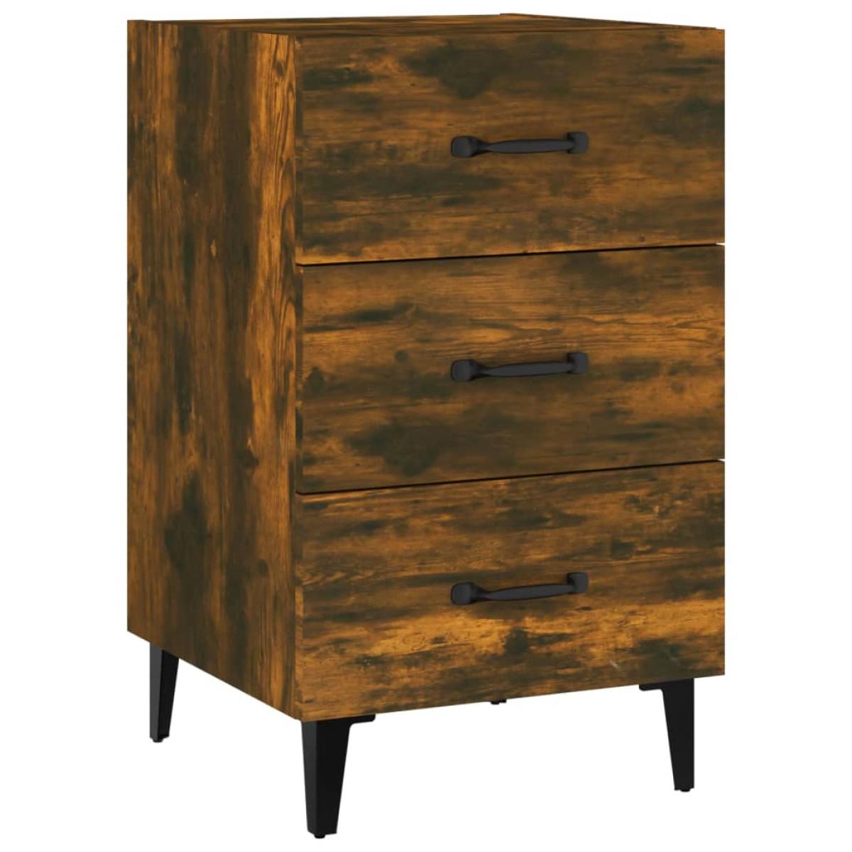 Mesita de noche madera de ingeniería roble ahumado 40x40x66 cm