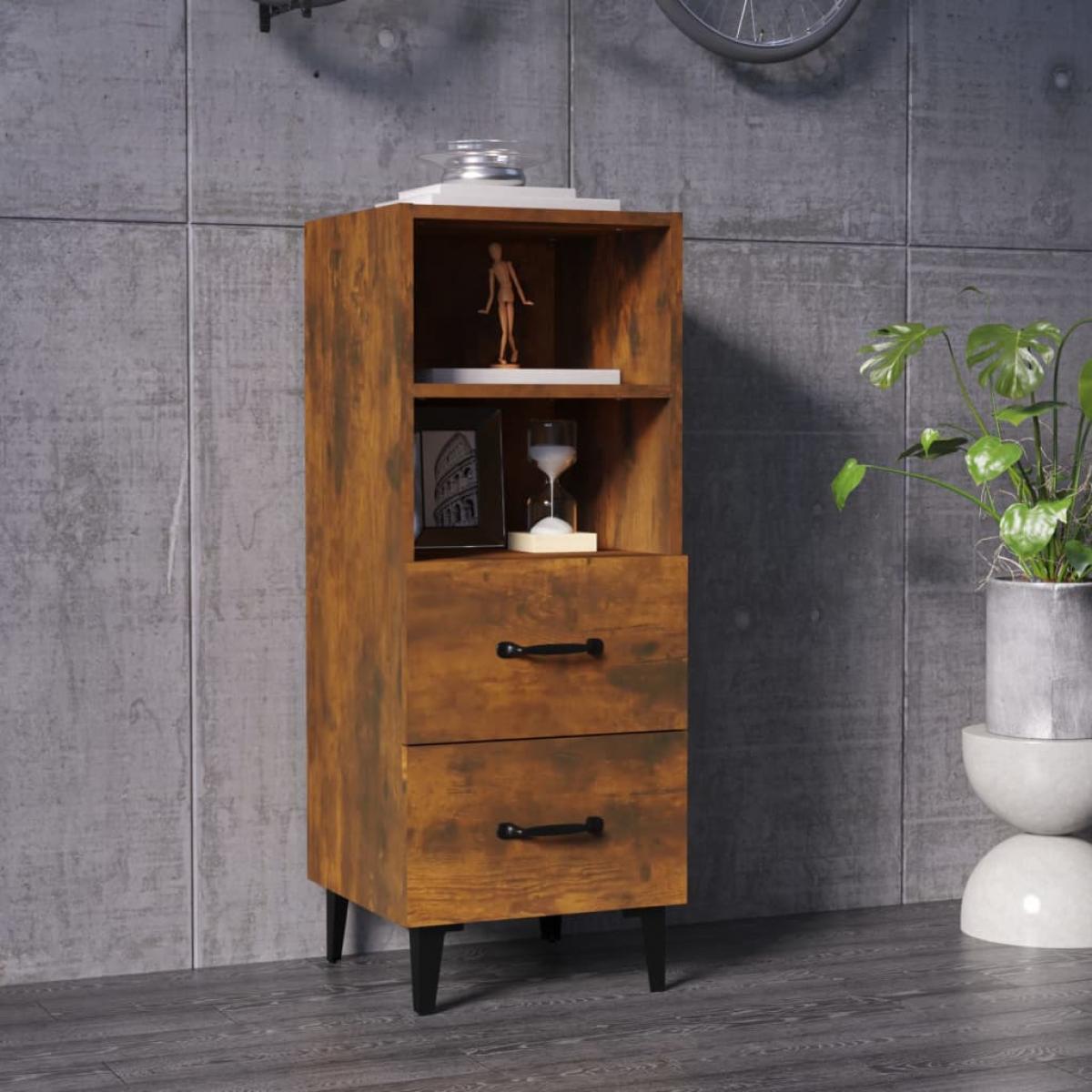Aparador madera contrachapada roble ahumado 34,5x34x90 cm