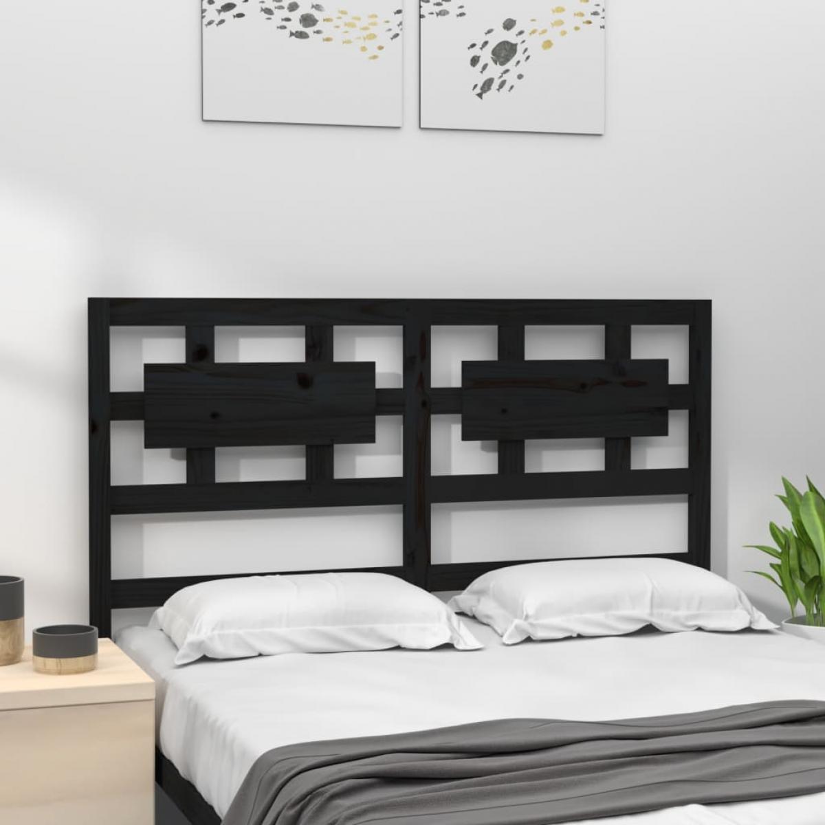 Cabecero de cama madera maciza de pino negro 155,5x4x100 cm