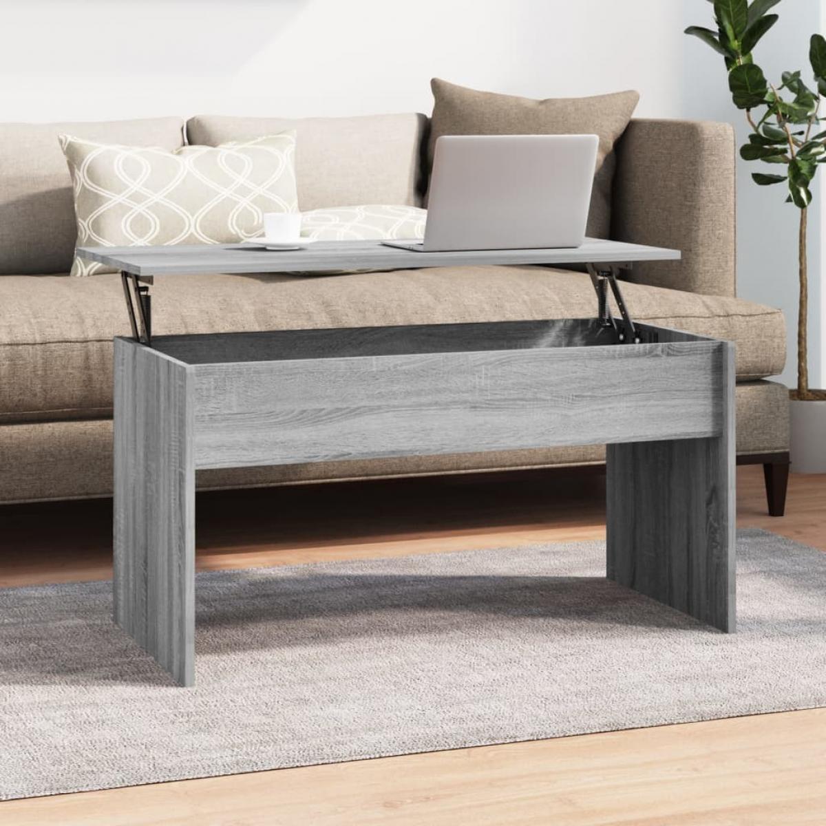 Mesa de centro madera de ingeniería gris Sonoma 102x50,5x52,5cm