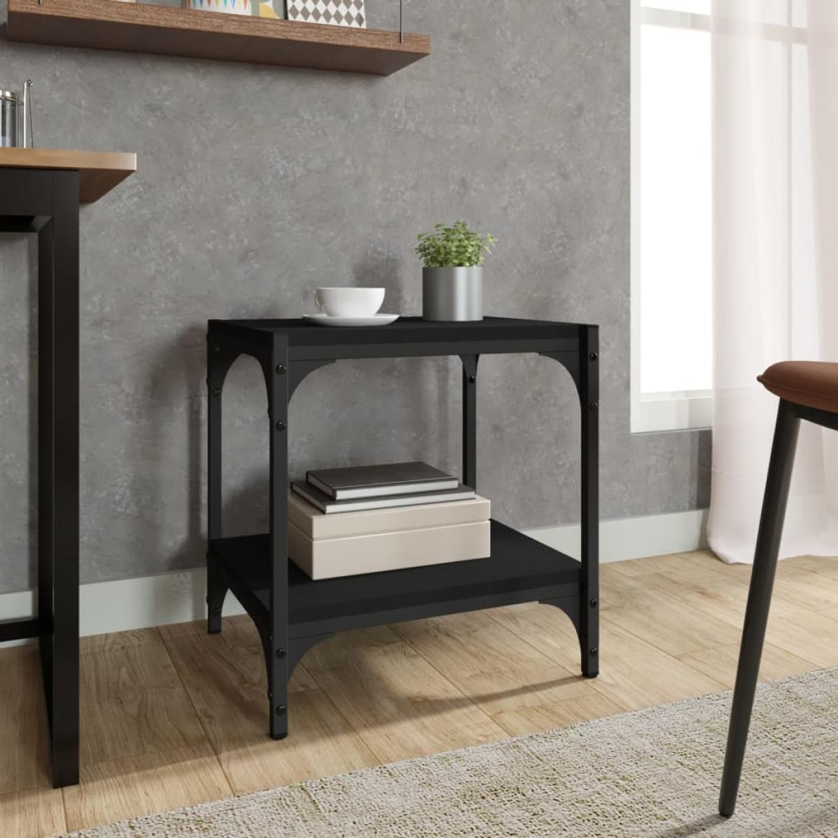 Mueble para TV madera contrachapada y acero negro 40x33x41 cm
