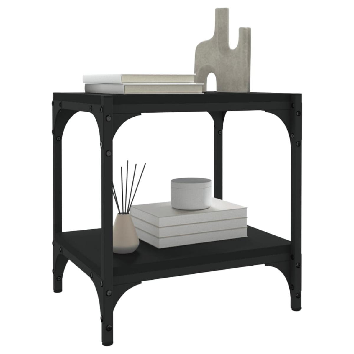 Mueble para TV madera contrachapada y acero negro 40x33x41 cm