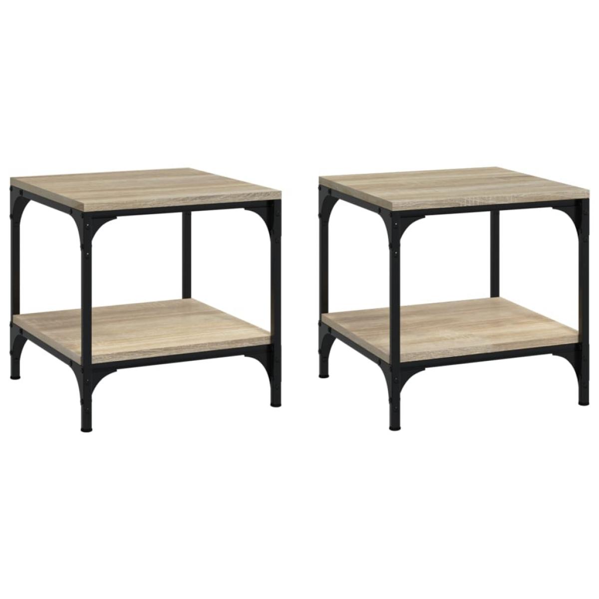 Mesas auxiliares 2 uds contrachapada roble Sonoma 40x40x40 cm