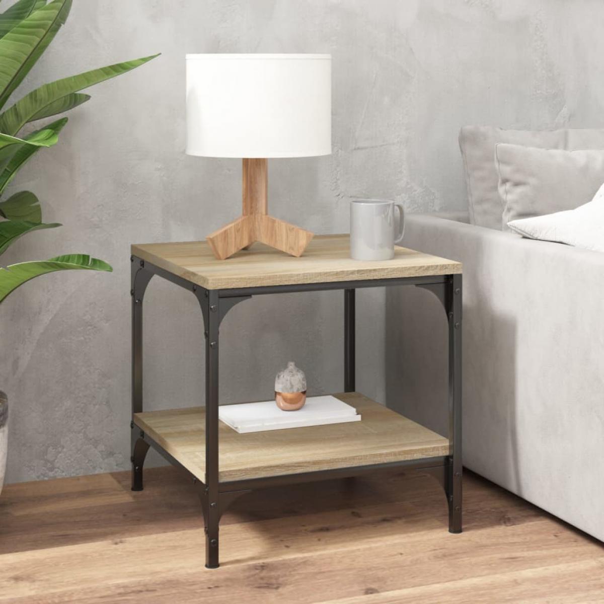 Mesas auxiliares 2 uds contrachapada roble Sonoma 40x40x40 cm