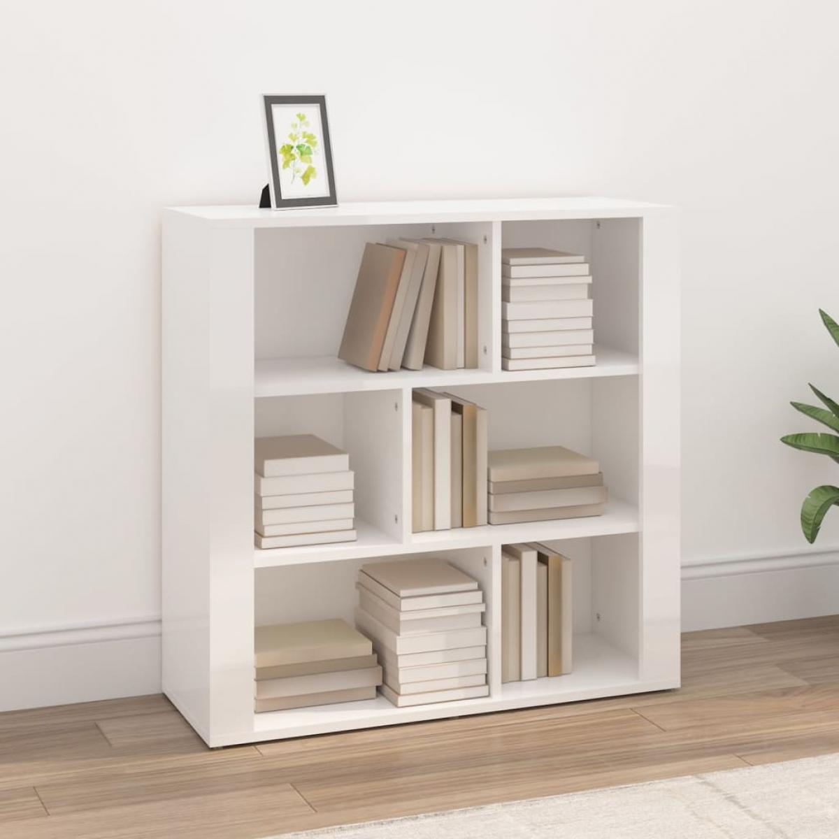 Aparador de madera contrachapada blanco brillante 80x30x80 cm