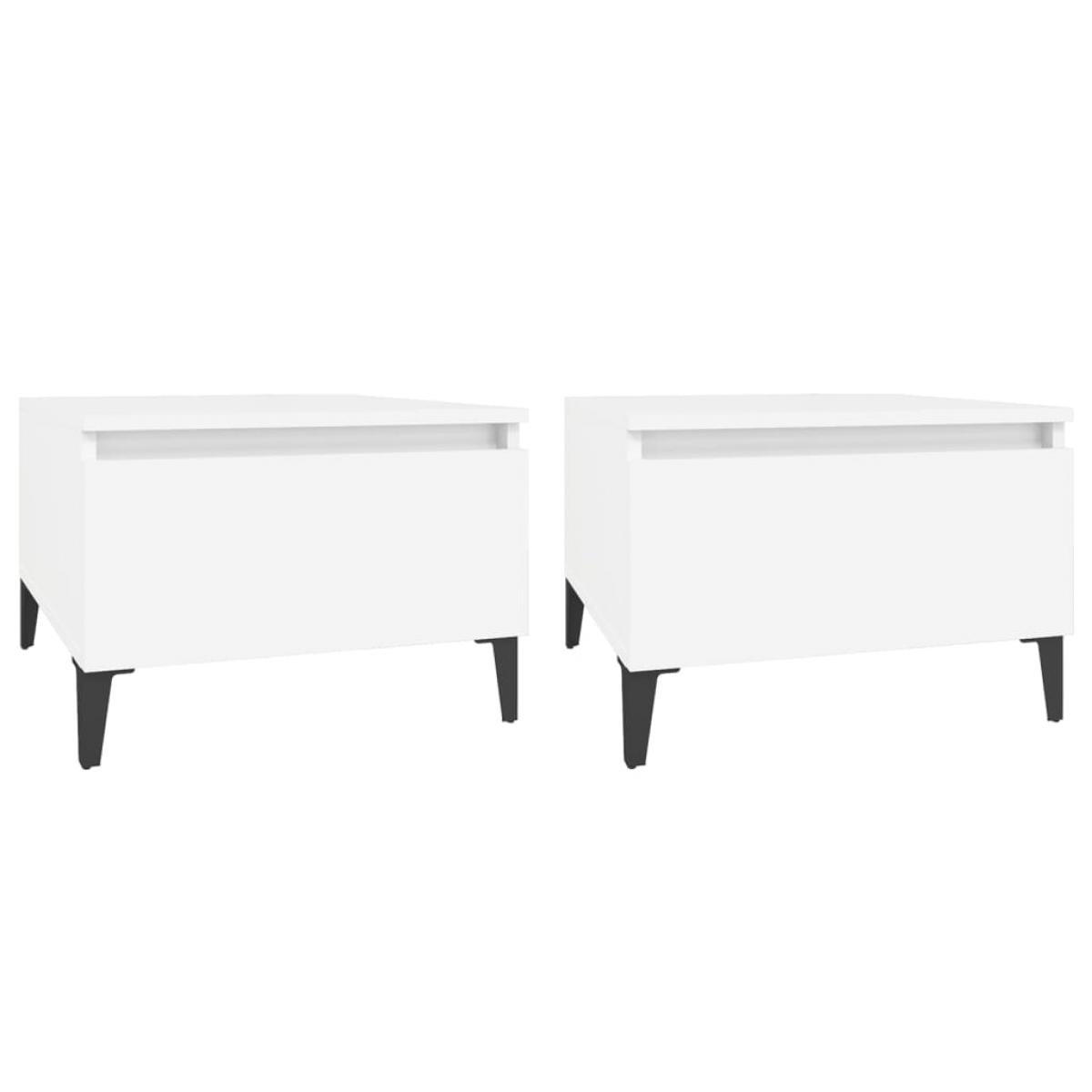 Mesas auxiliares 2 uds madera contrachapada blanco 50x46x35 cm