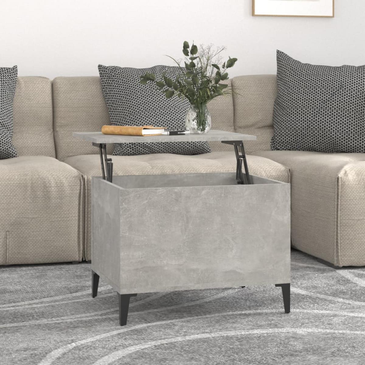 Mesa de centro madera contrachapada gris hormigón 60x44,5x45 cm