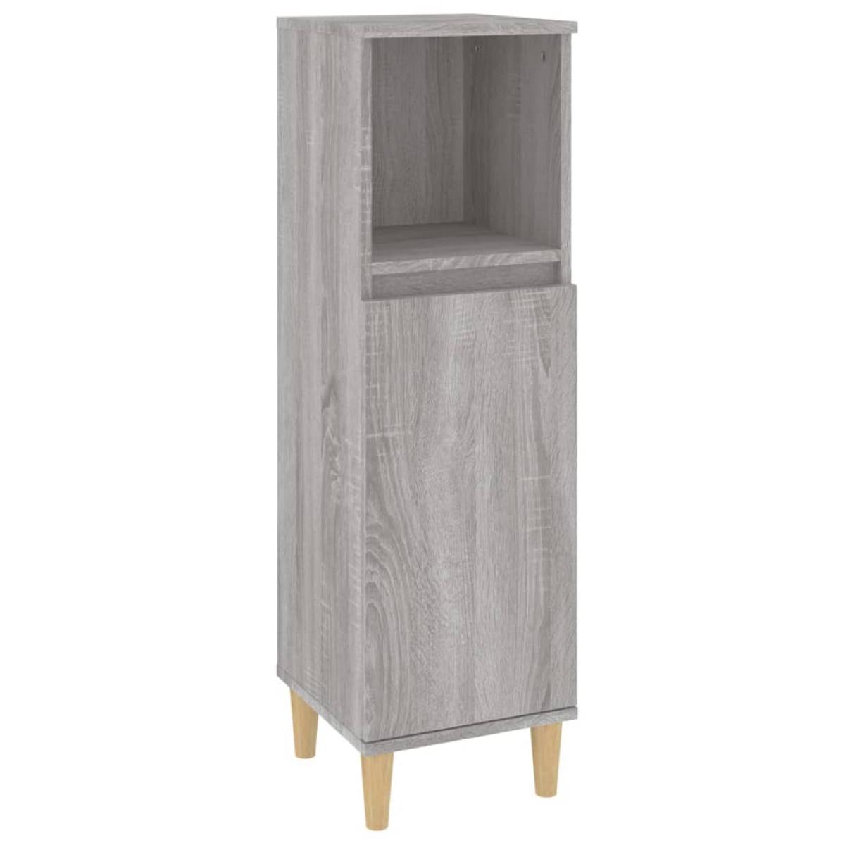 Armario de baño madera contrachapada gris Sonoma 30x30x100 cm