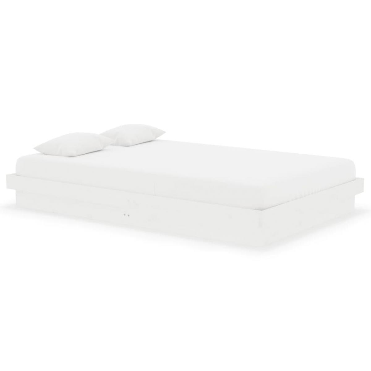 Estructura cama doble pequeña sin colchón madera maciza blanco