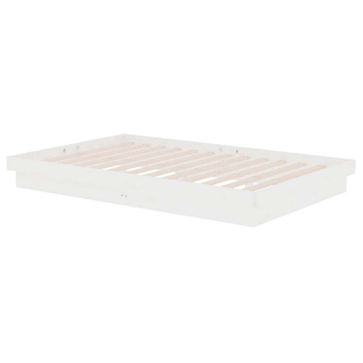 Estructura cama doble pequeña sin colchón madera maciza blanco