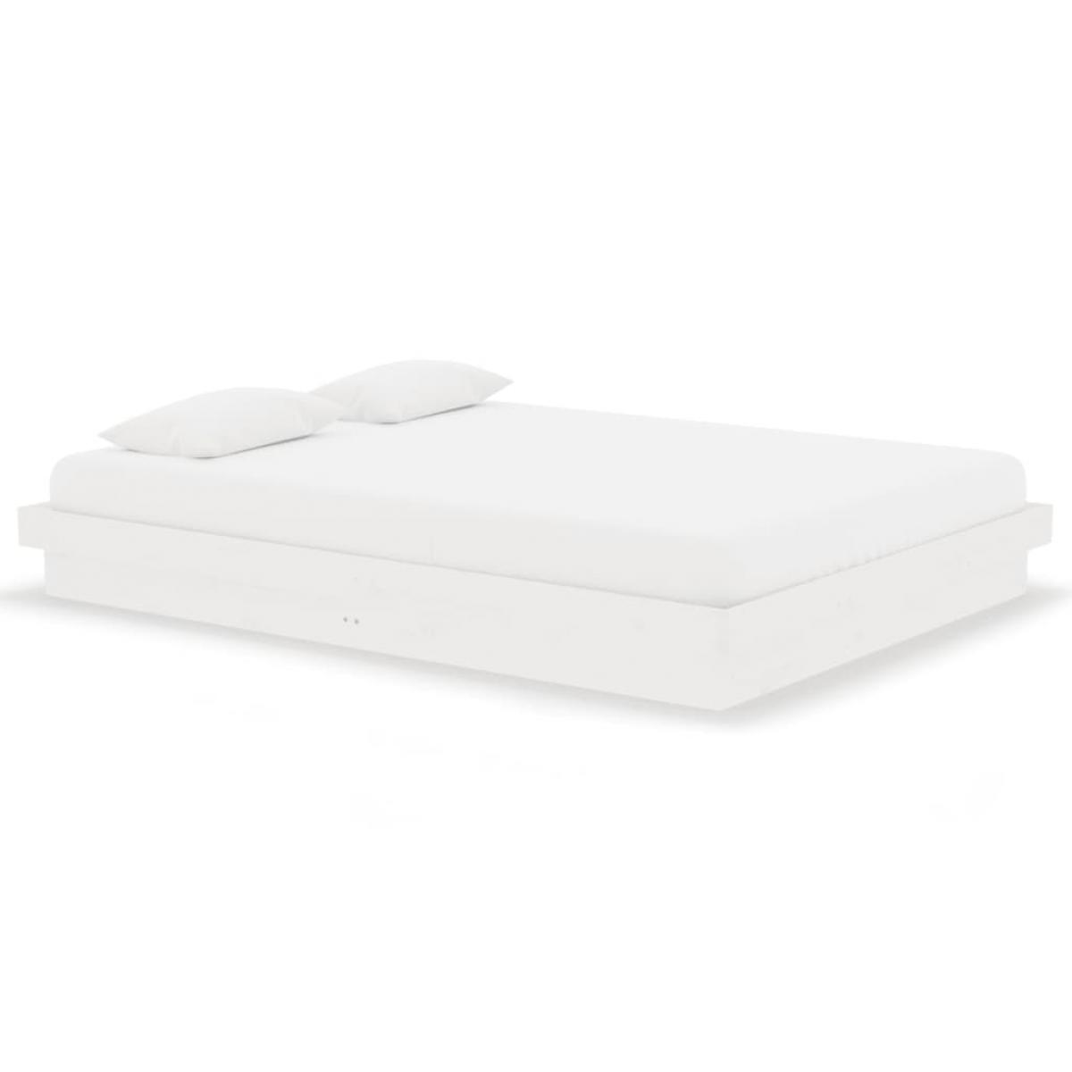 Estructura de cama doble sin colchón madera maciza blanco