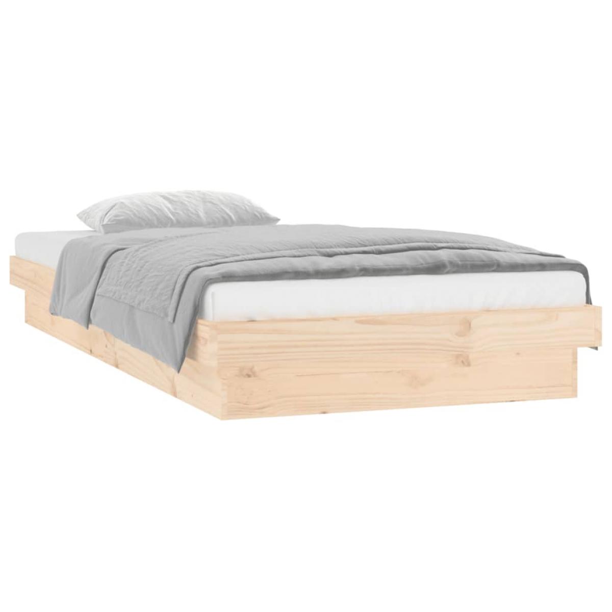 Estructura de cama LED sin colchón madera maciza 90x200 cm
