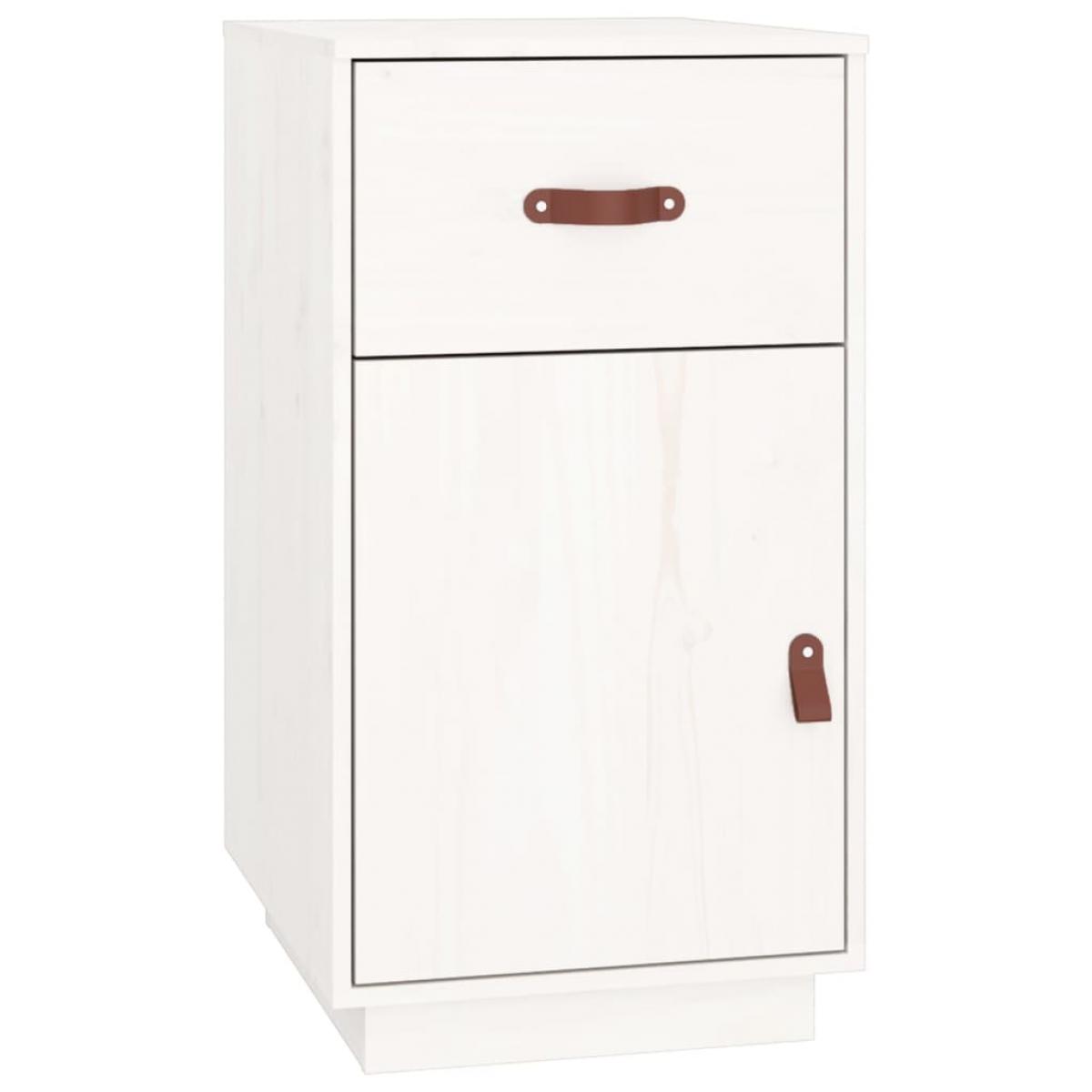 Armario de escritorio madera maciza de pino blanco 40x50x75 cm