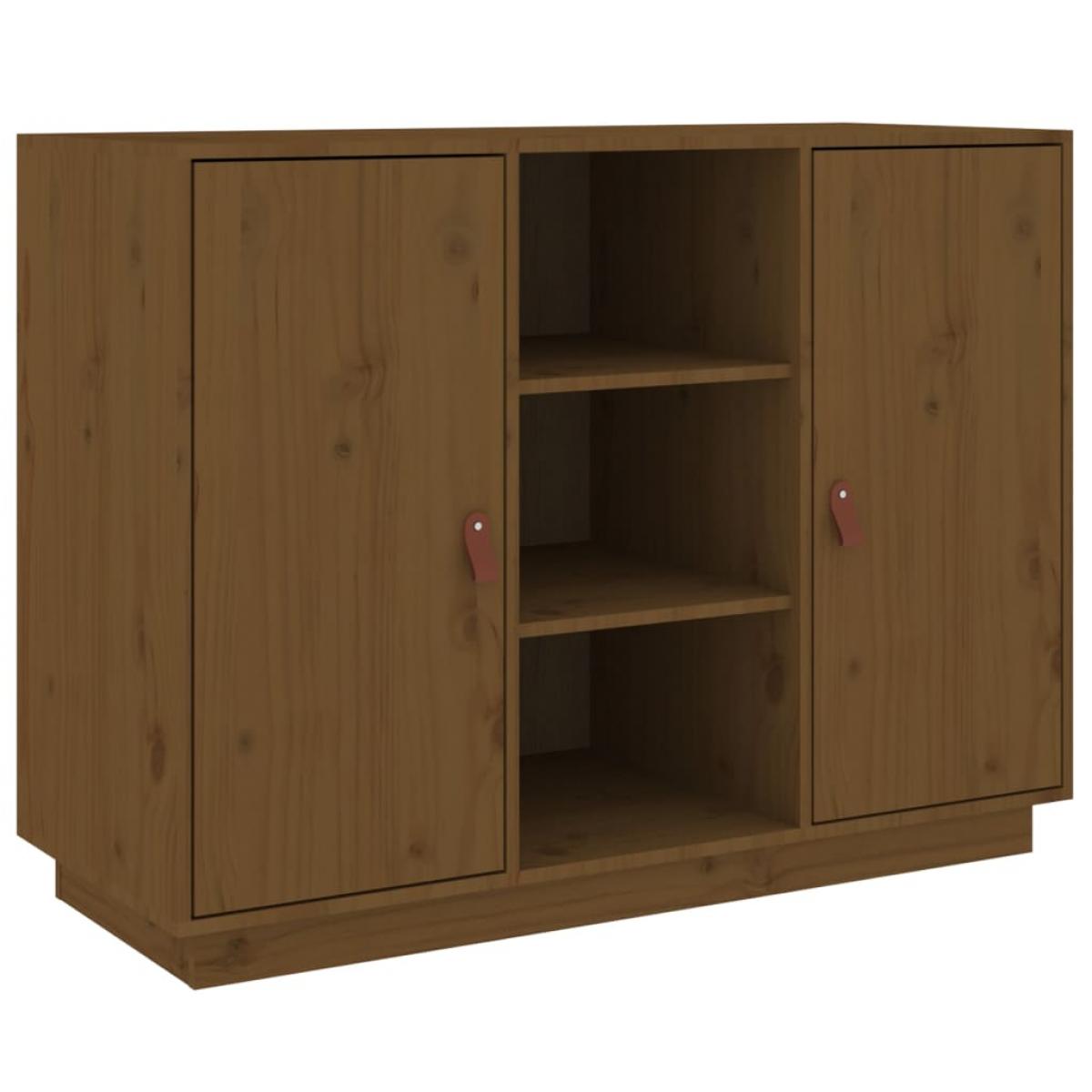 Aparador de madera maciza de pino marrón miel 100x40x75 cm