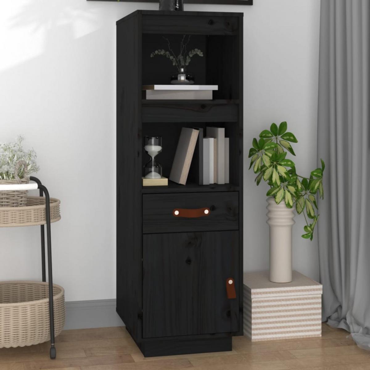 Aparador alto de madera maciza de pino negro 34x40x108,5 cm