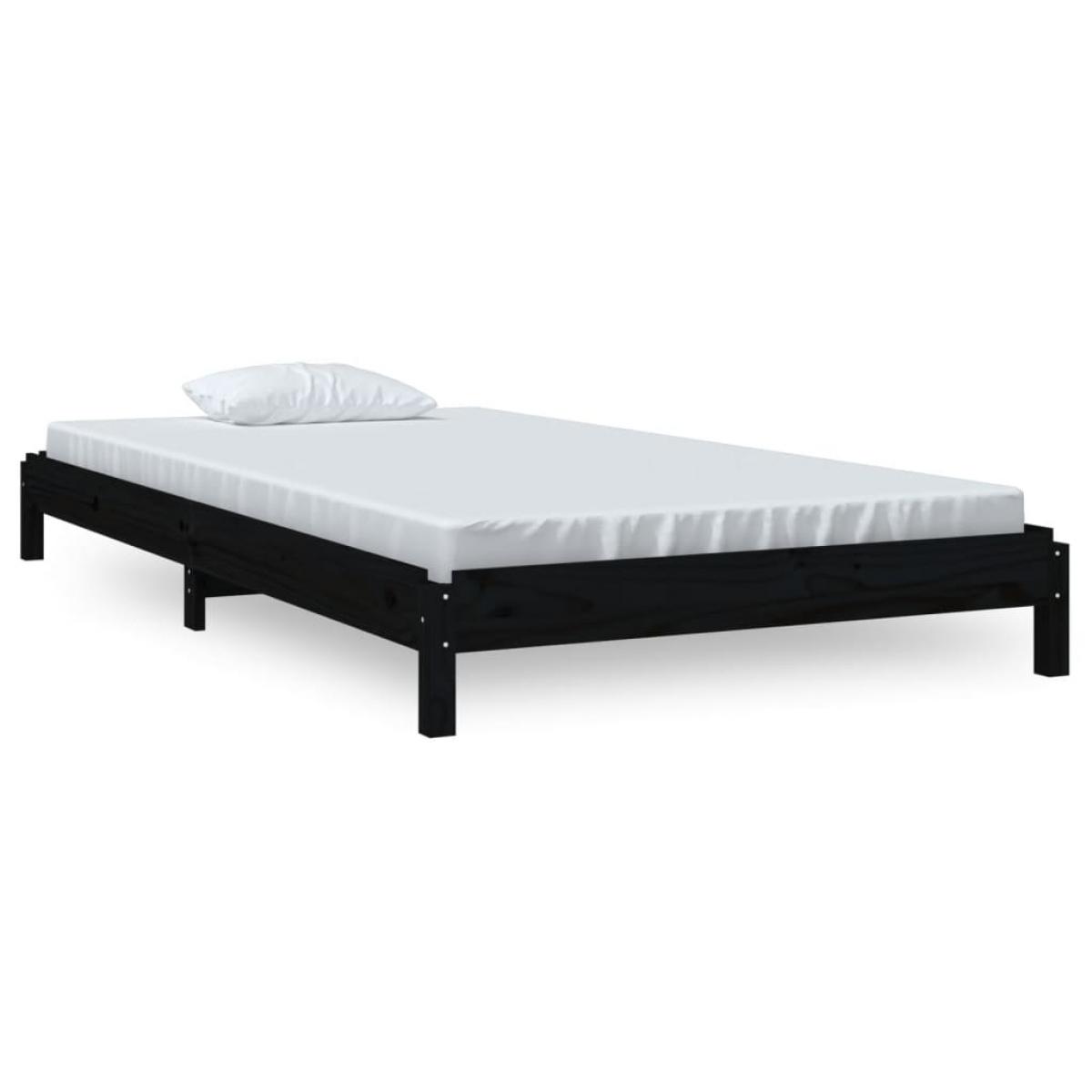 Cama apilable de madera pino maciza negro 90x200 cm
