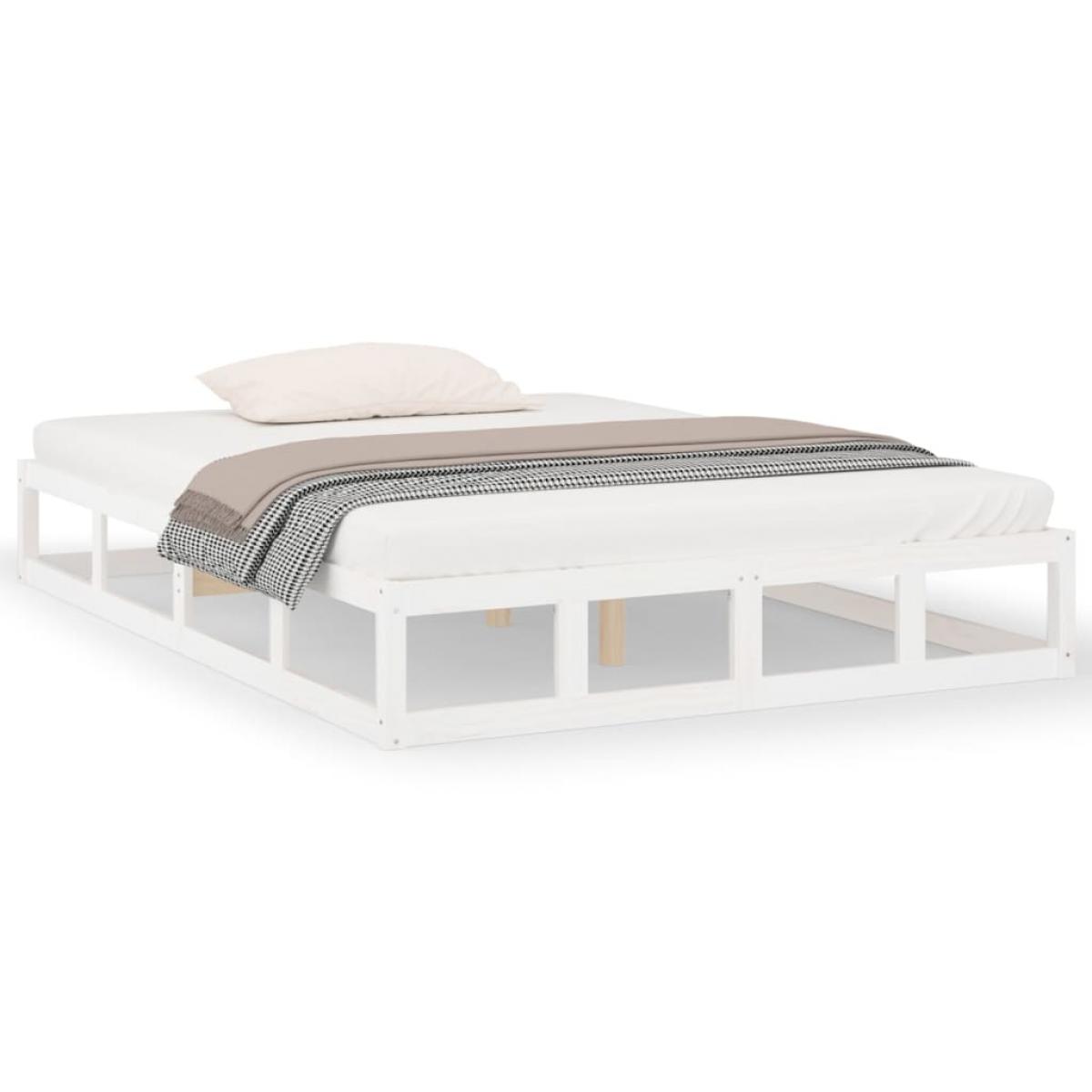 Estructura de cama de madera maciza blanca 160x200 cm