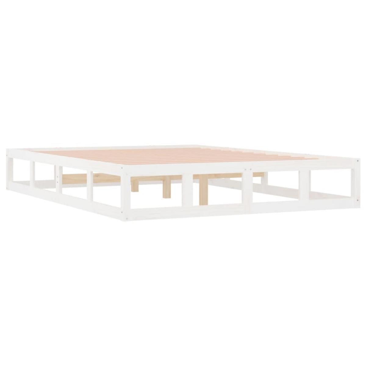 Estructura de cama de madera maciza blanca 160x200 cm