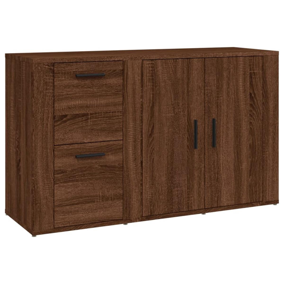 Aparador de madera contrachapada marrón roble 100x33x59,5 cm