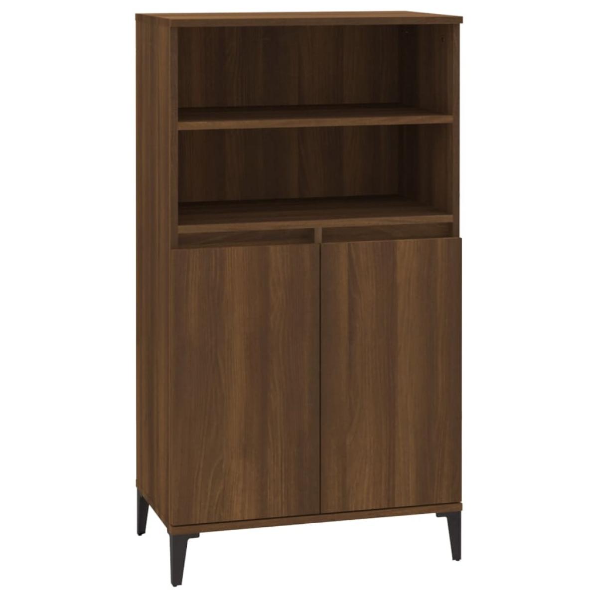 Aparador alto madera contrachapada marrón roble 60x36x110 cm