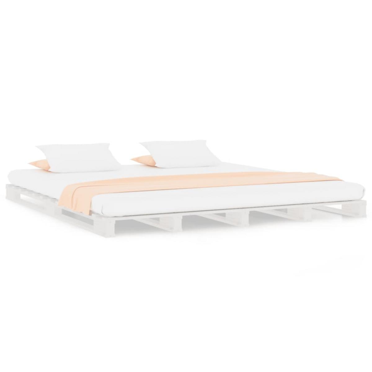 Cama de palets madera maciza pino blanca King Size 150x200 cm