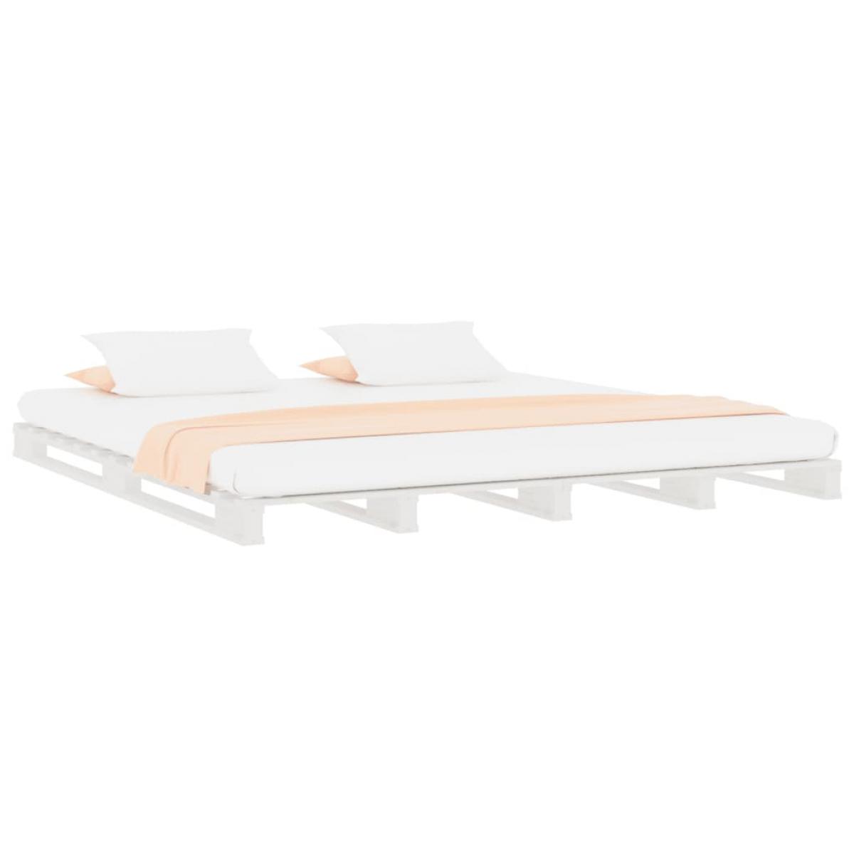 Cama de palets madera maciza pino blanca King Size 150x200 cm