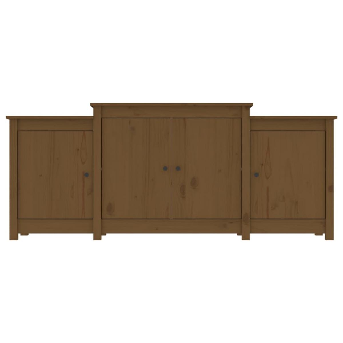 Aparador de madera maciza de pino marrón miel 164x37x68 cm