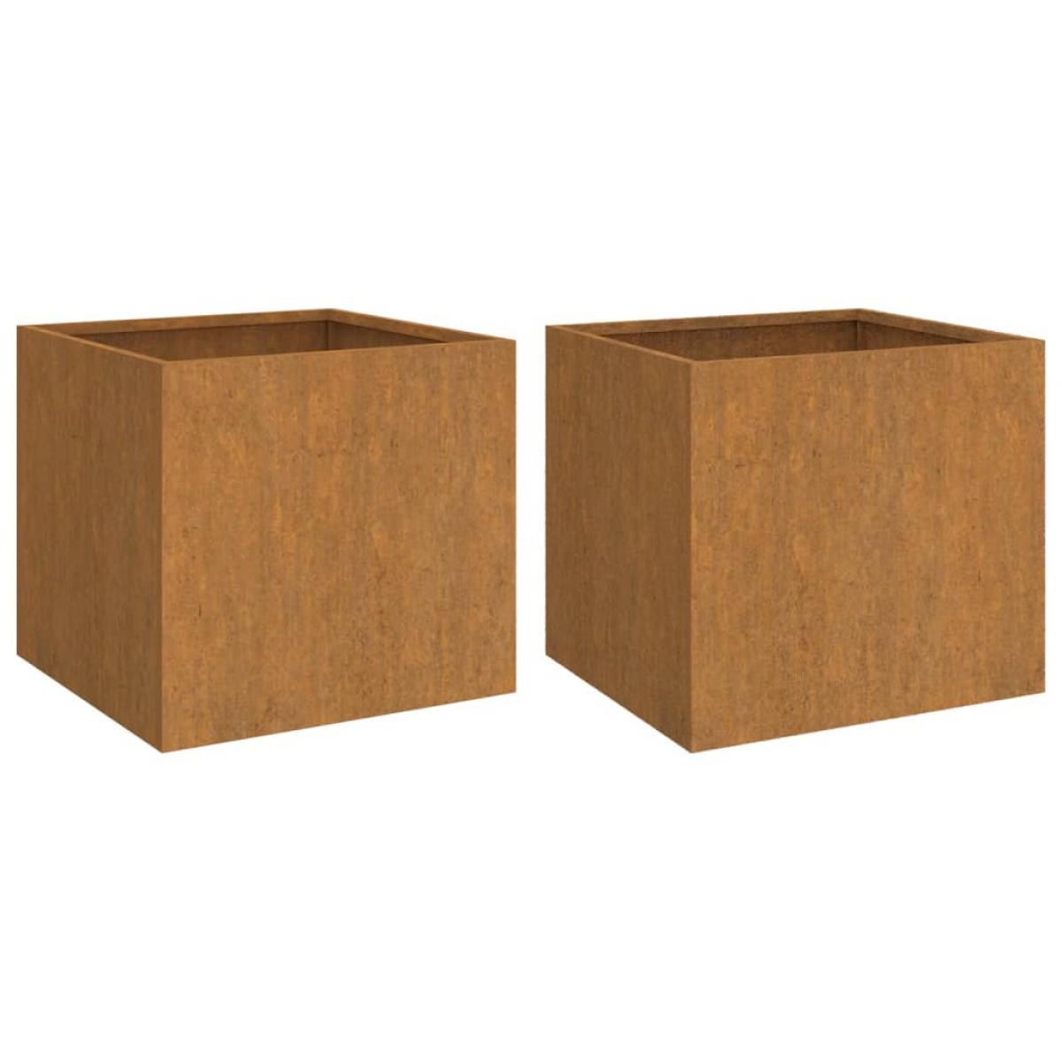 Jardineras 2 unidades acero corten 49x47x46 cm