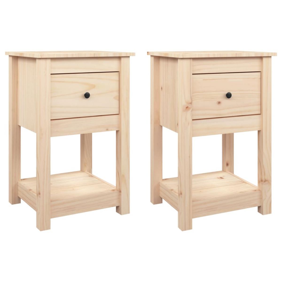 Mesitas de noche 2 uds madera maciza de pino 40x35x61,5 cm