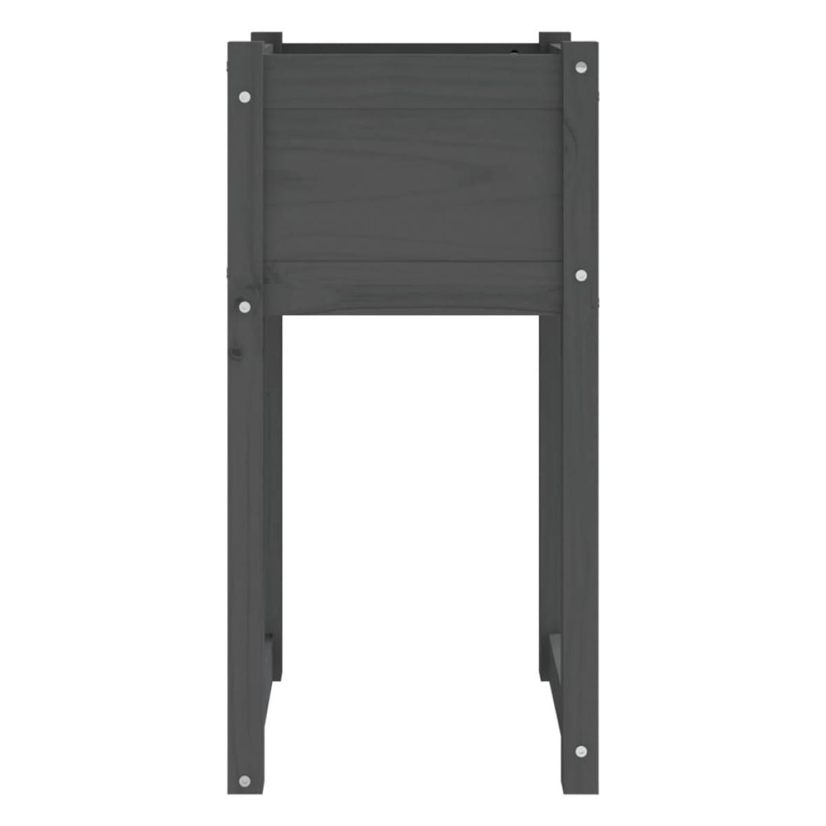 Jardinera de madera maciza de pino gris 40x40x81 cm