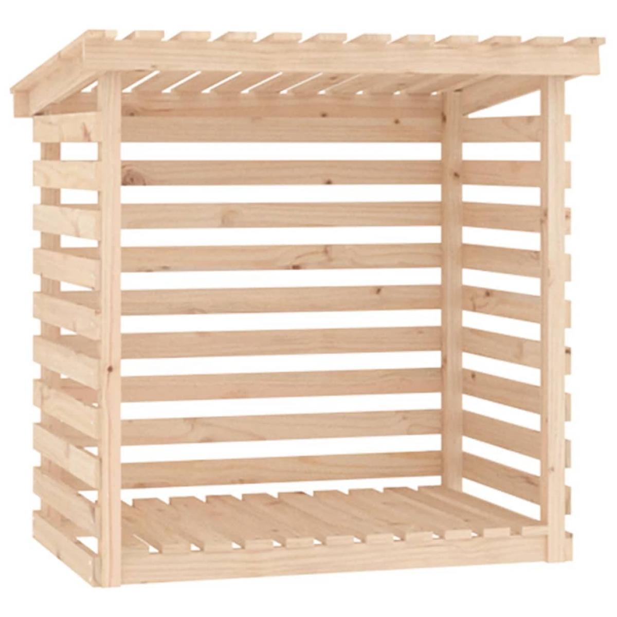 Leñero de madera maciza de pino 108x73x108 cm
