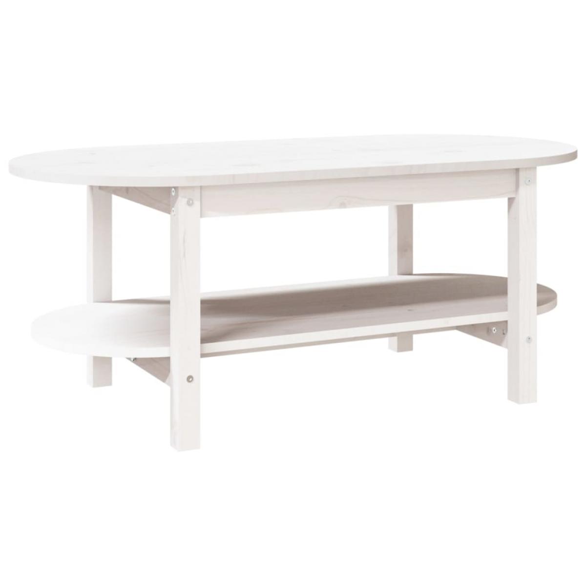 Mesa de centro de madera maciza de pino blanco 110x55x45 cm
