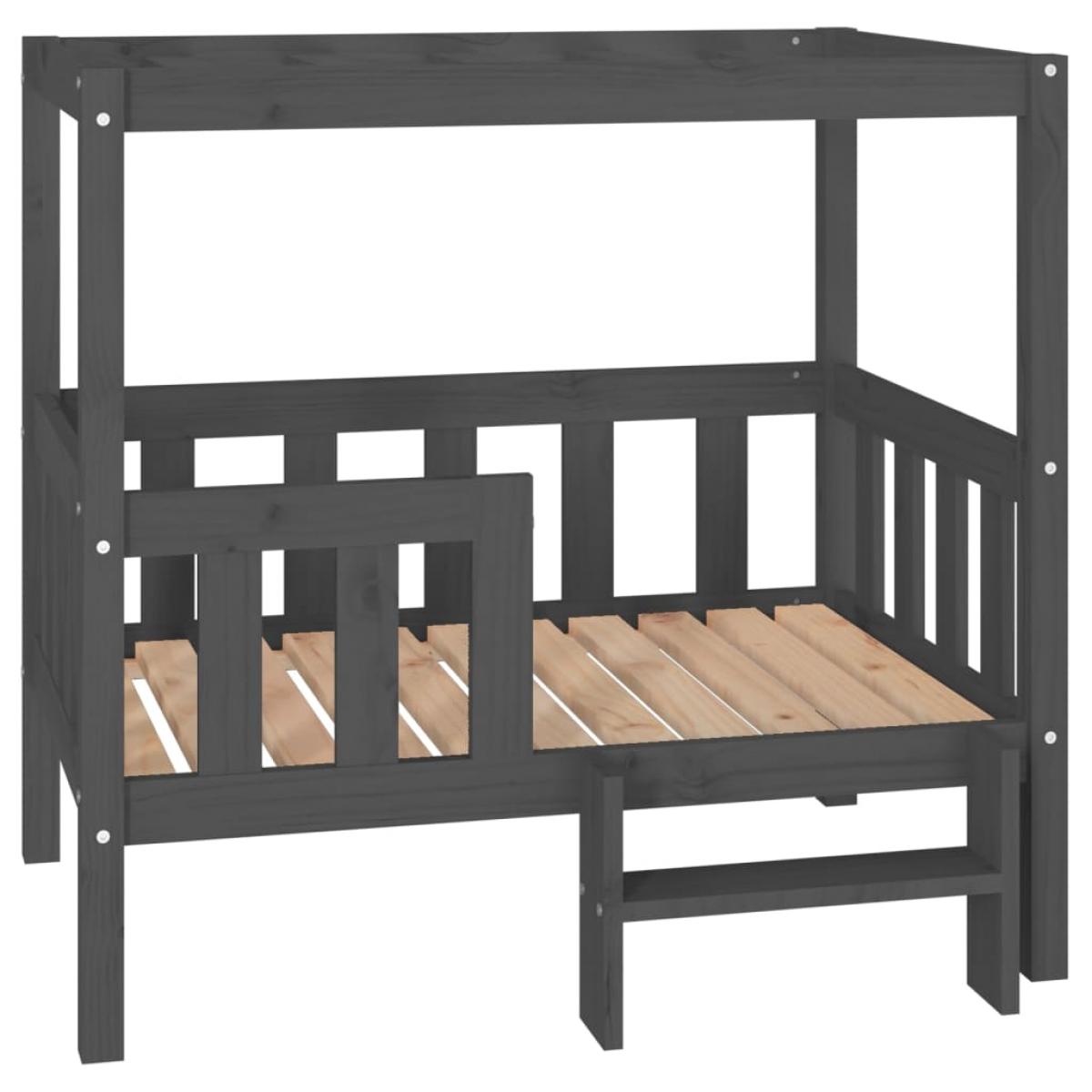 Cama para perros madera maciza de pino gris 95,5x73,5x90 cm