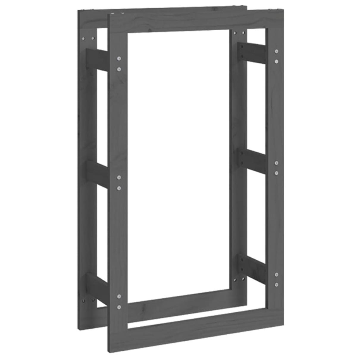 Estante para leña madera maciza de pino gris 60x25x100 cm