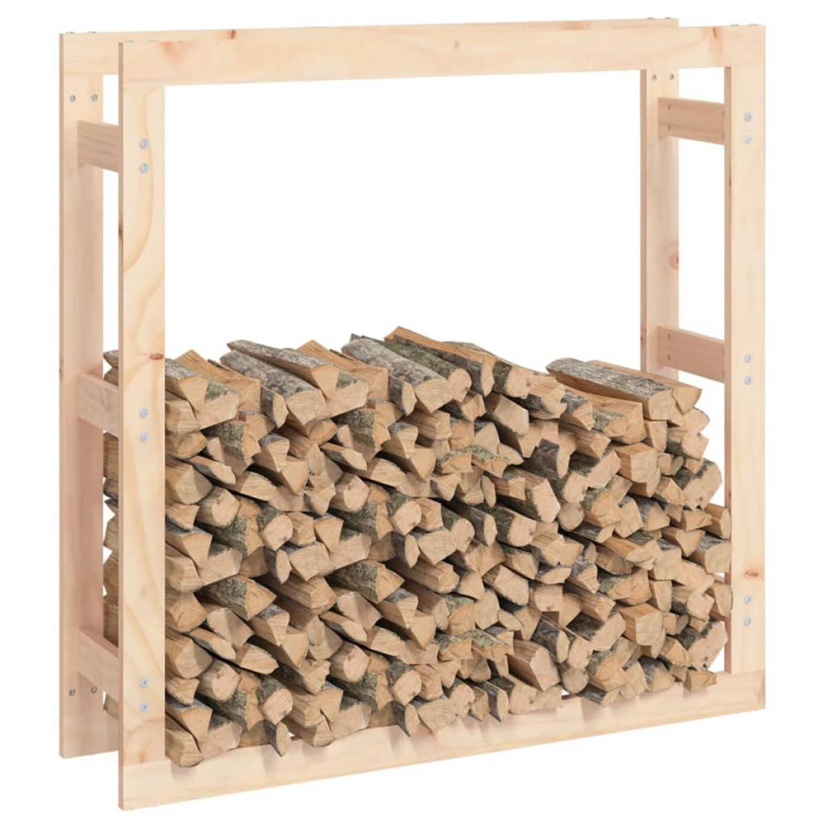 Estante para leña madera maciza de pino 100x25x100 cm