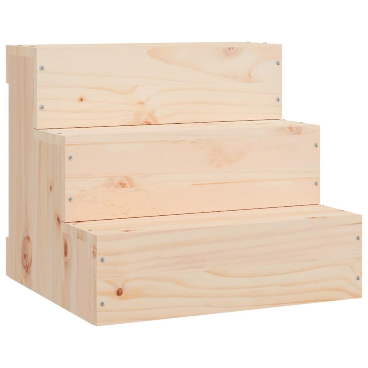 Escalera para mascotas madera maciza de pino 40x37,5x35 cm