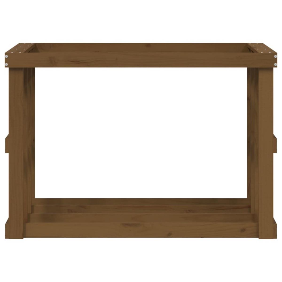 Soporte leña de exterior madera pino marrón miel 108x52x74 cm