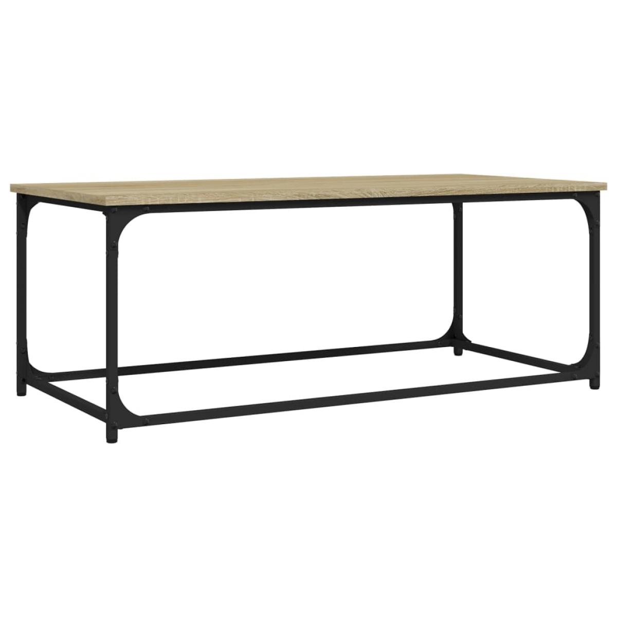 Mesa de centro madera y hierro roble Sonoma 102x50x40 cm