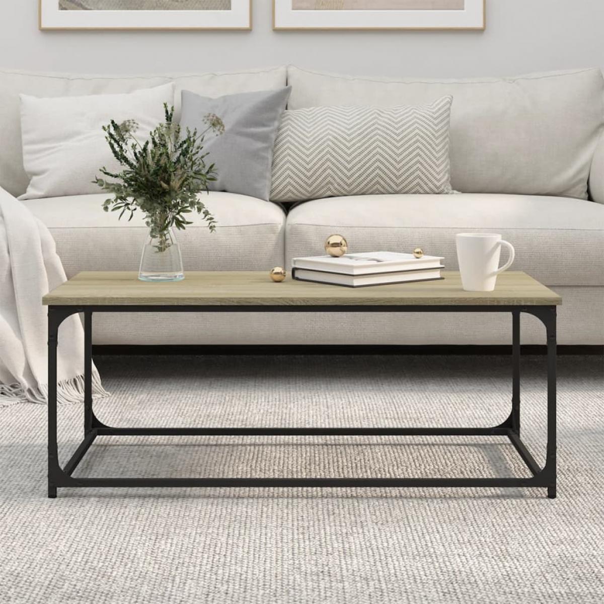 Mesa de centro madera y hierro roble Sonoma 102x50x40 cm