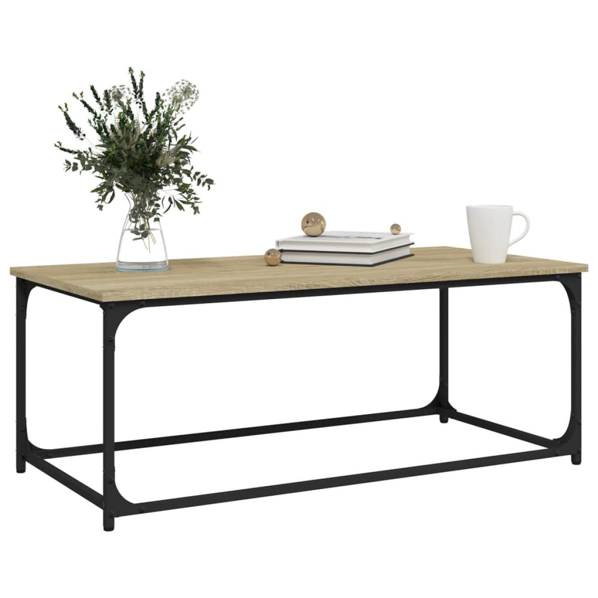 Mesa de centro madera y hierro roble Sonoma 102x50x40 cm