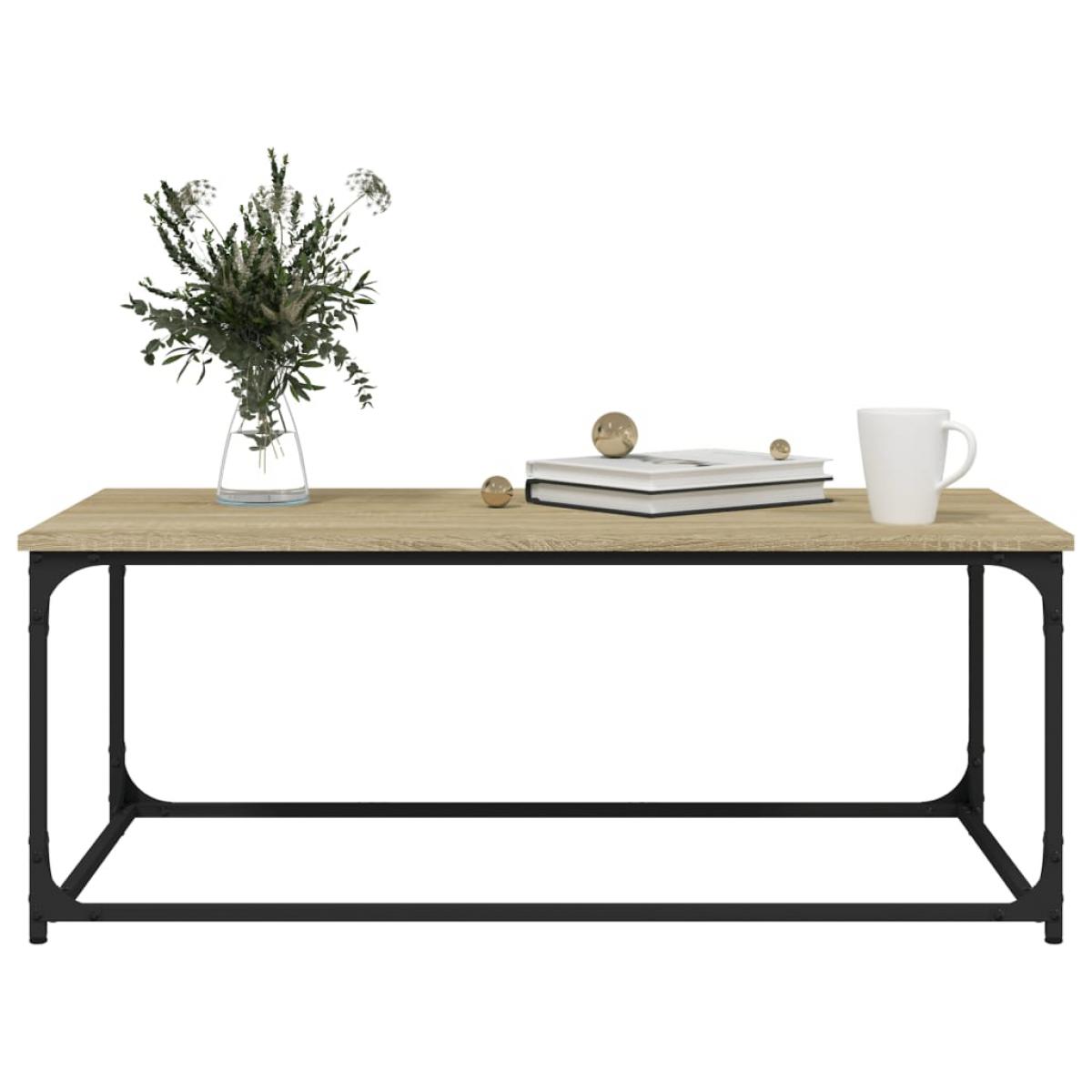 Mesa de centro madera y hierro roble Sonoma 102x50x40 cm