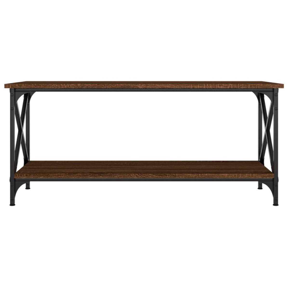 Mesa de centro madera y hierro roble marrón 100x45x45 cm