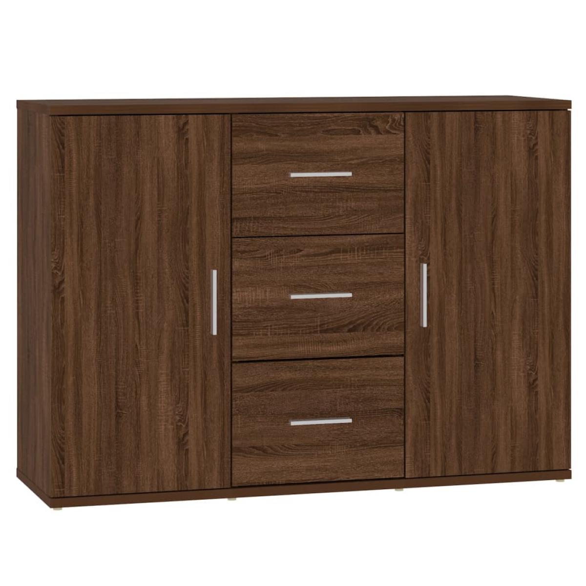 Aparador de madera contrachapada roble marrón 91x29,5x65 cm