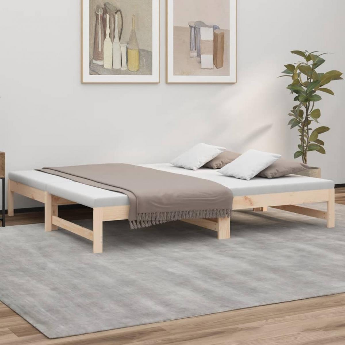 Sofá cama extraíble madera maciza de pino 2x(75x190) cm