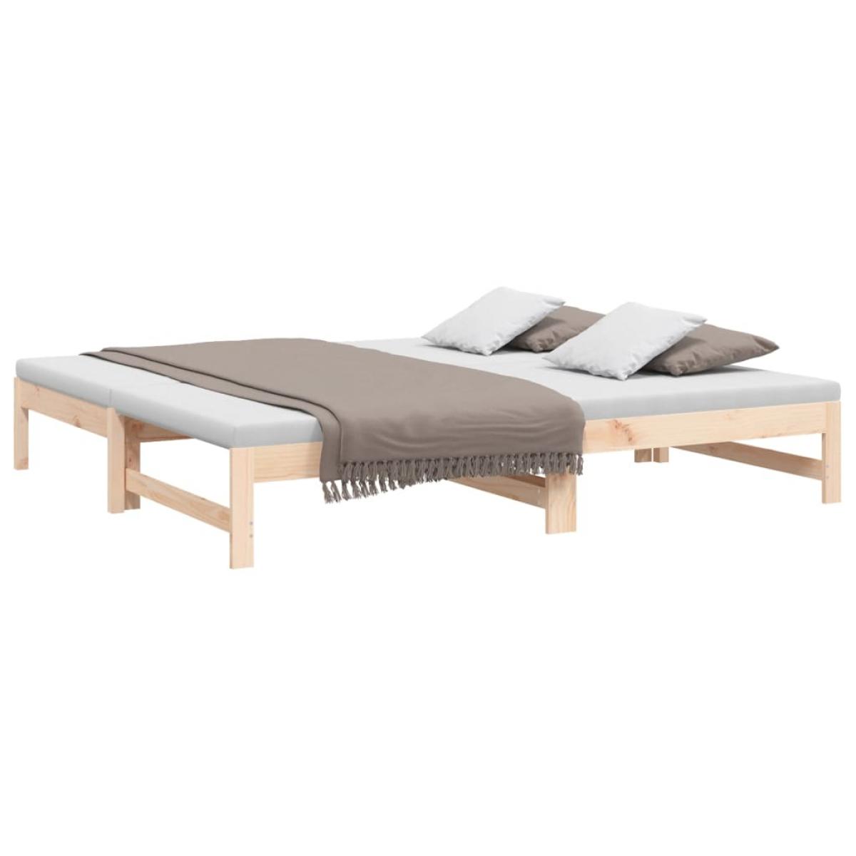 Sofá cama extraíble madera maciza de pino 2x(75x190) cm